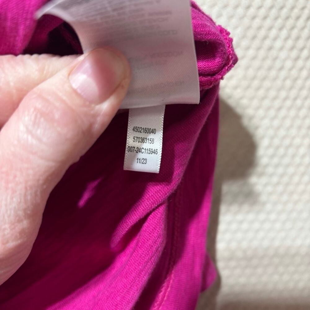 Chico's Magenta Berry Top Size 1 US M Button 3/4 Sleeve Swing Tunic Cotton Modal - Picture 6 of 9